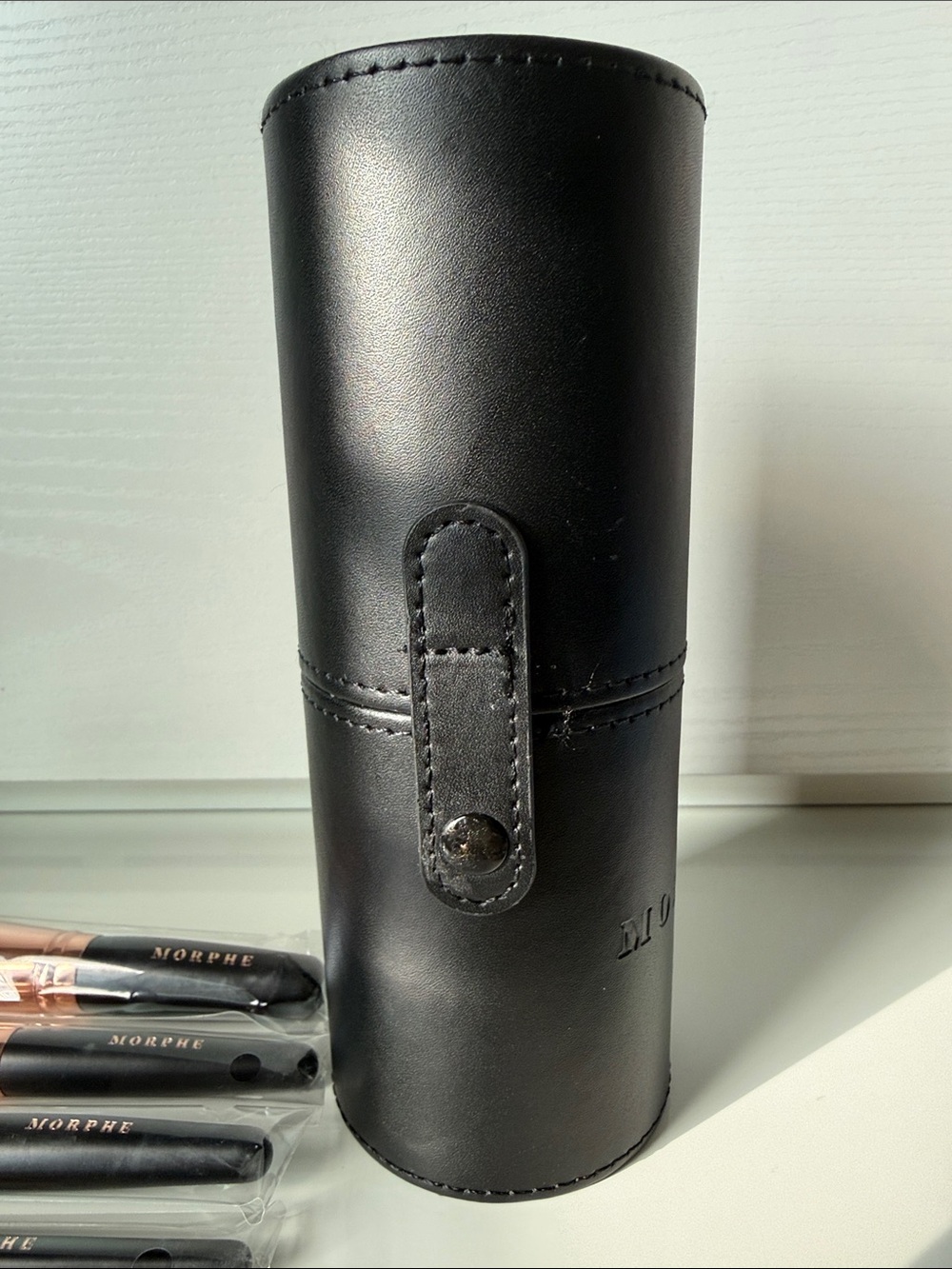 Morphe Black Double Faux Leather Brush Case with Rose Gold Ferrule Brushes - 6 - Picture 4 of 5